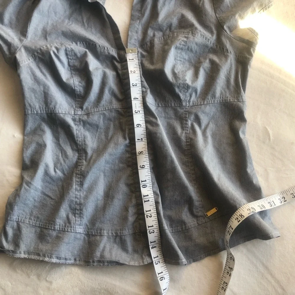 Guess Pinstripe Corset Button Up Light Blue - Picture 5 of 5